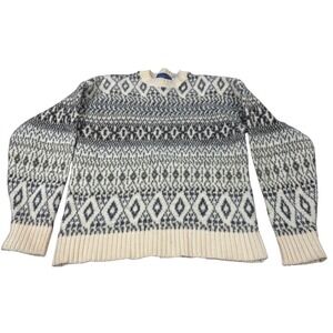 Pendleton Wool Sweater Fair‎ Isle Geometric Pattern Cream Green  Gray Women's